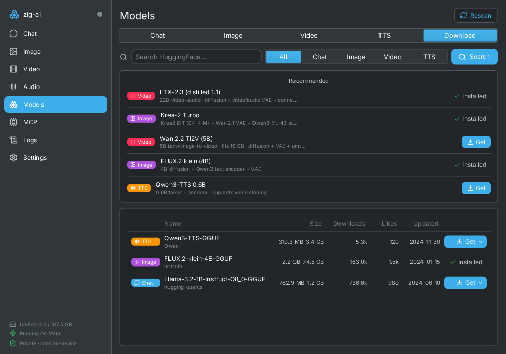 Model browser / downloader