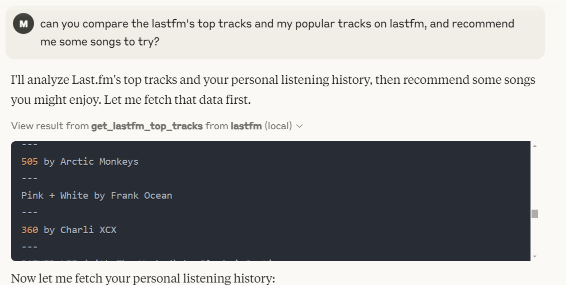 example of getting global top songs from last fm