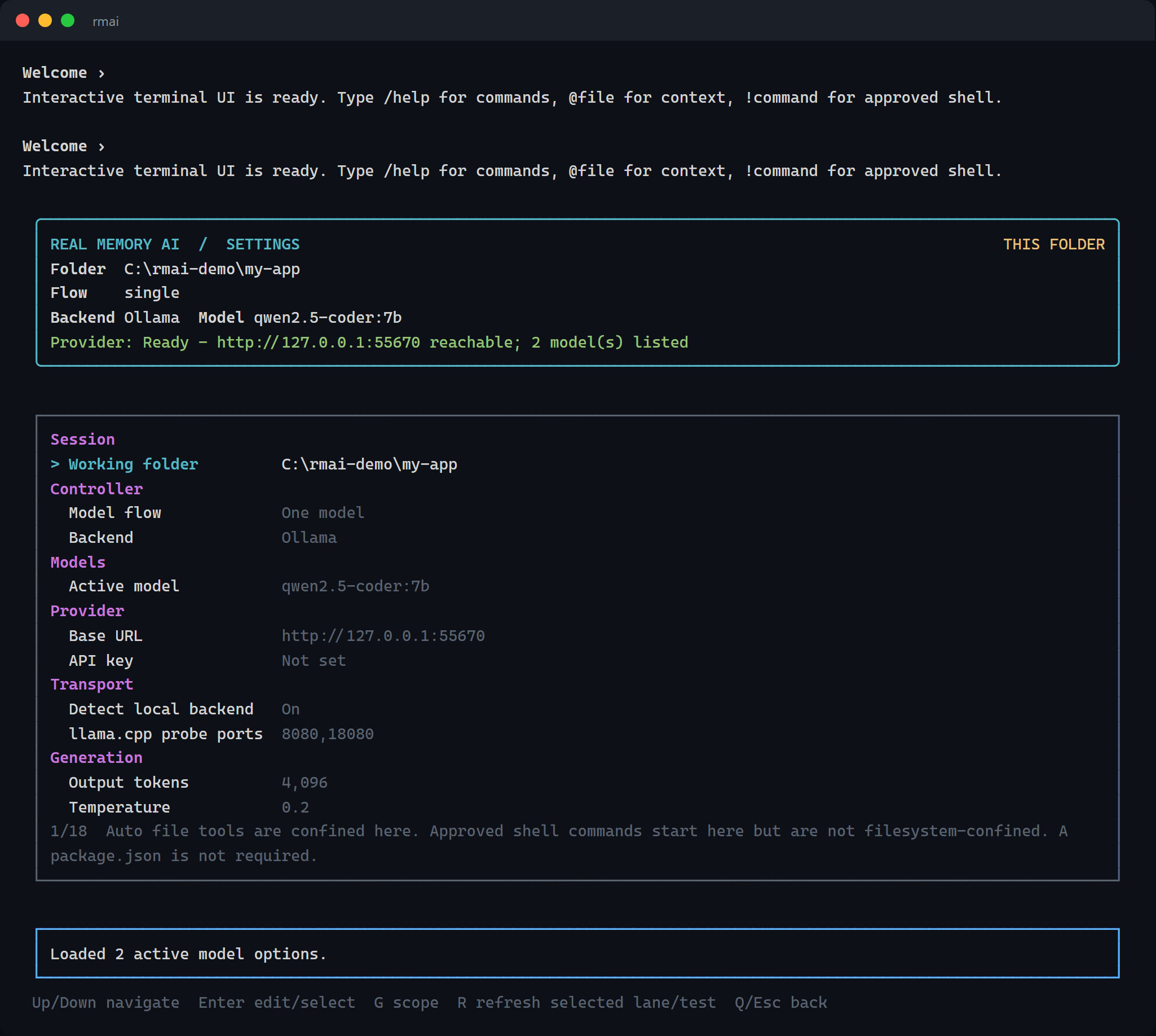 rmai settings page