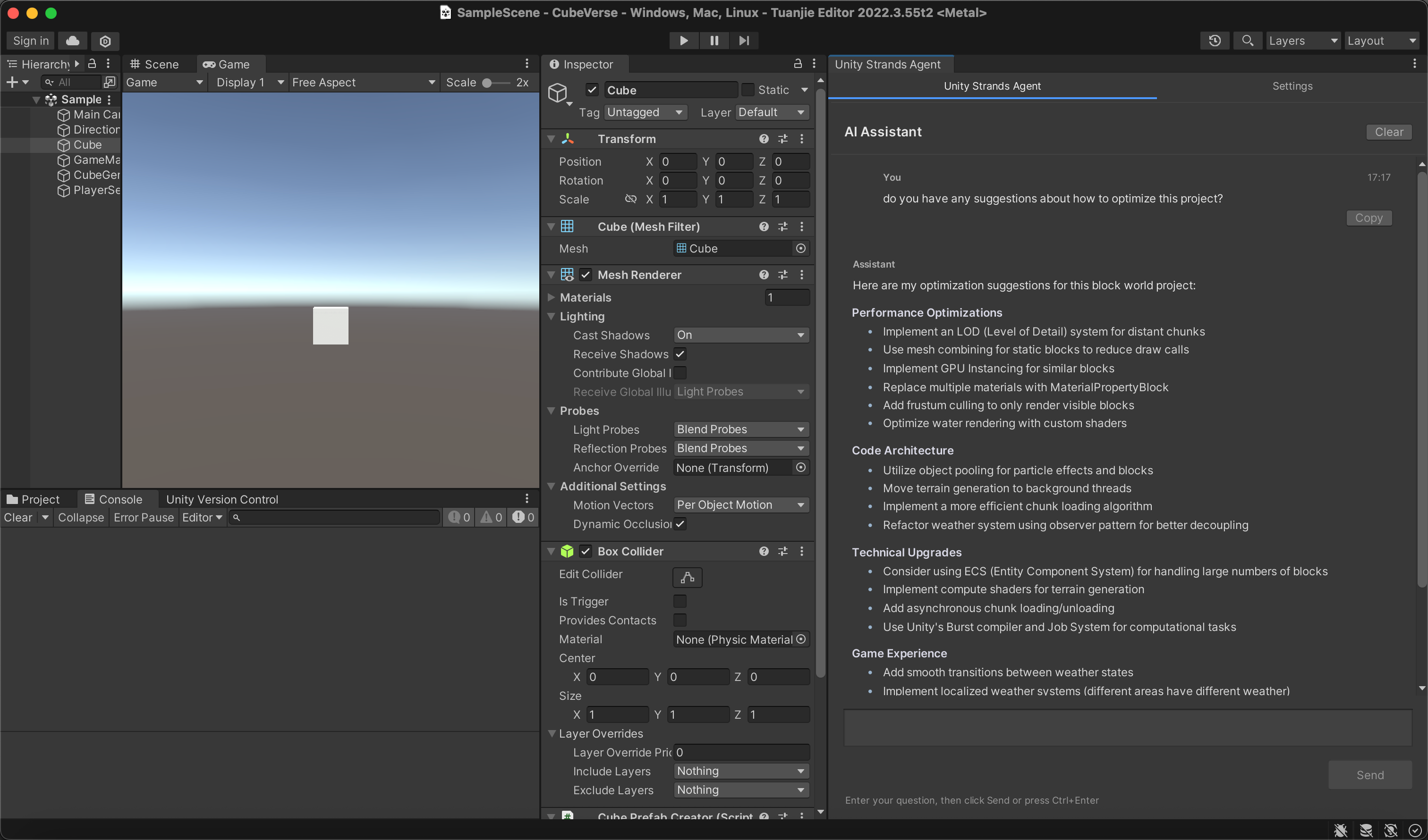 Unity Strands Agent English Interface