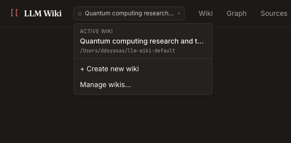 Active wiki dropdown in the header