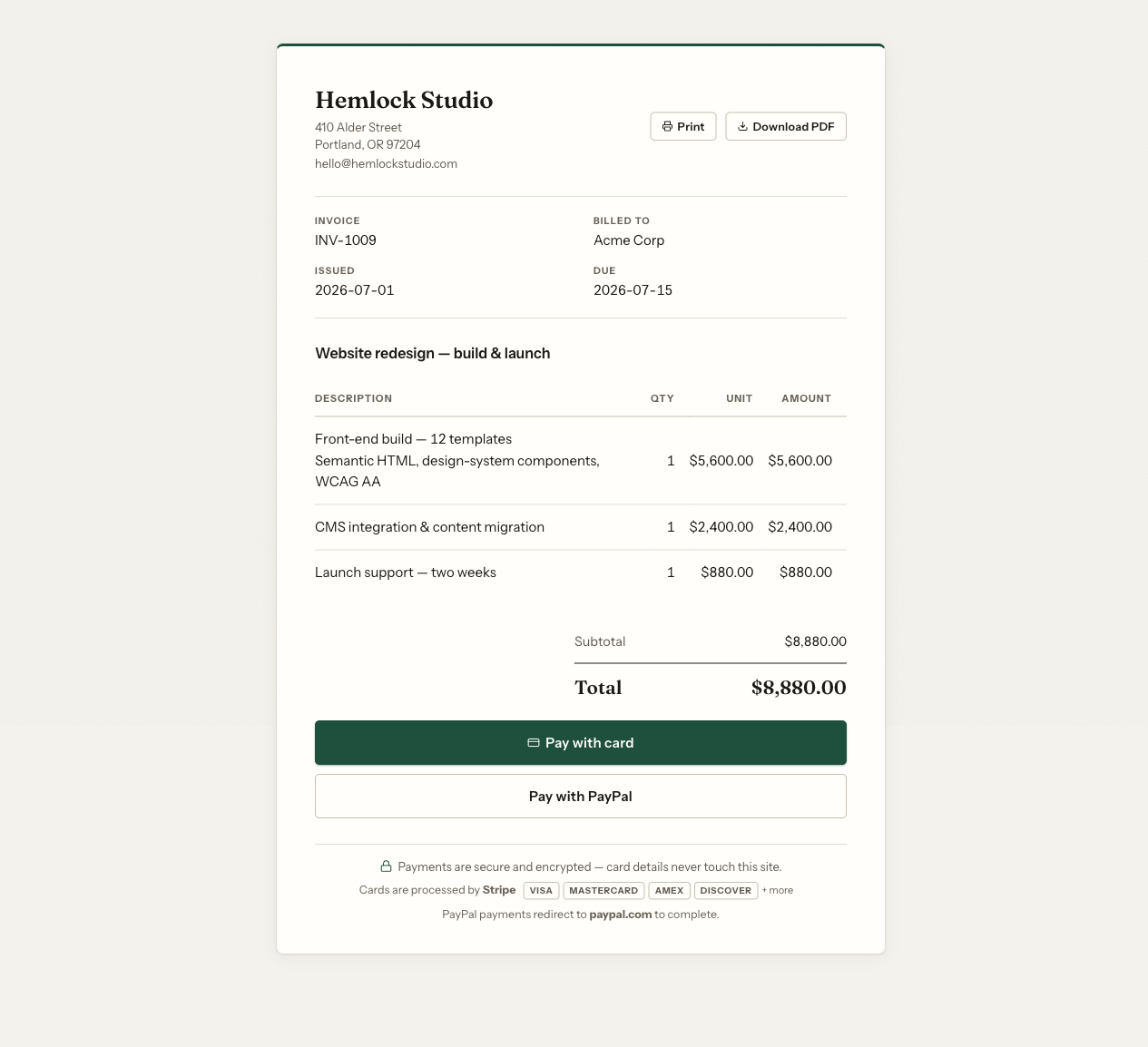 Public pay page