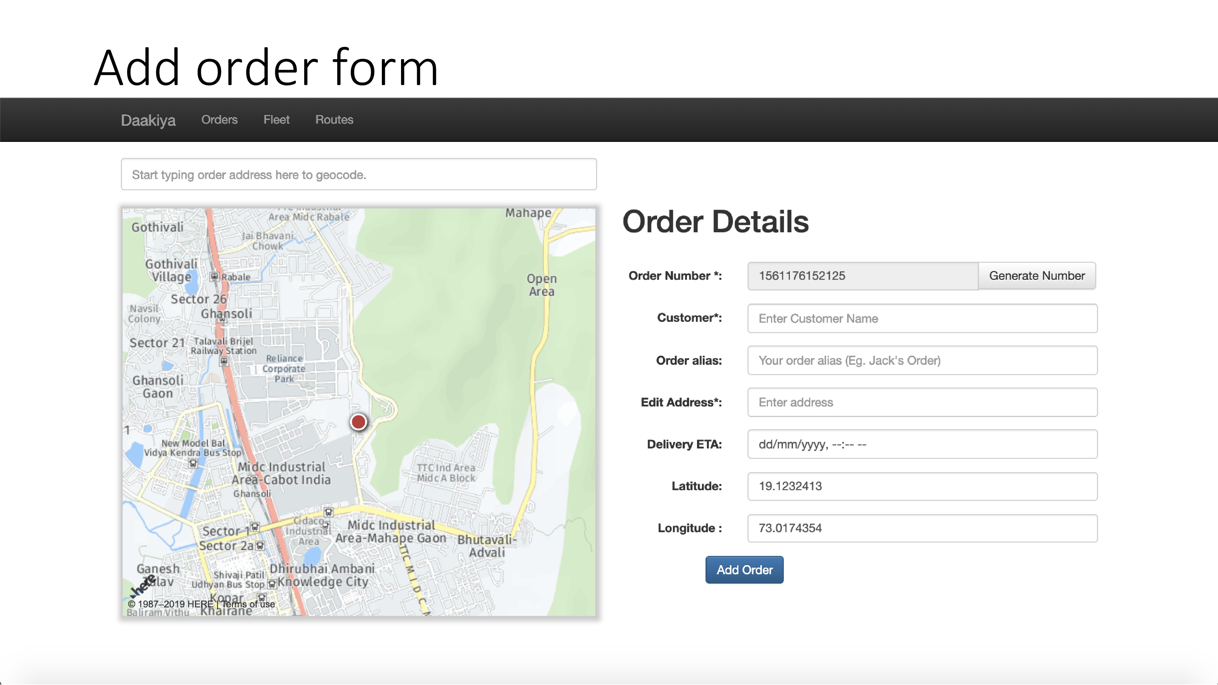 Add Order Form