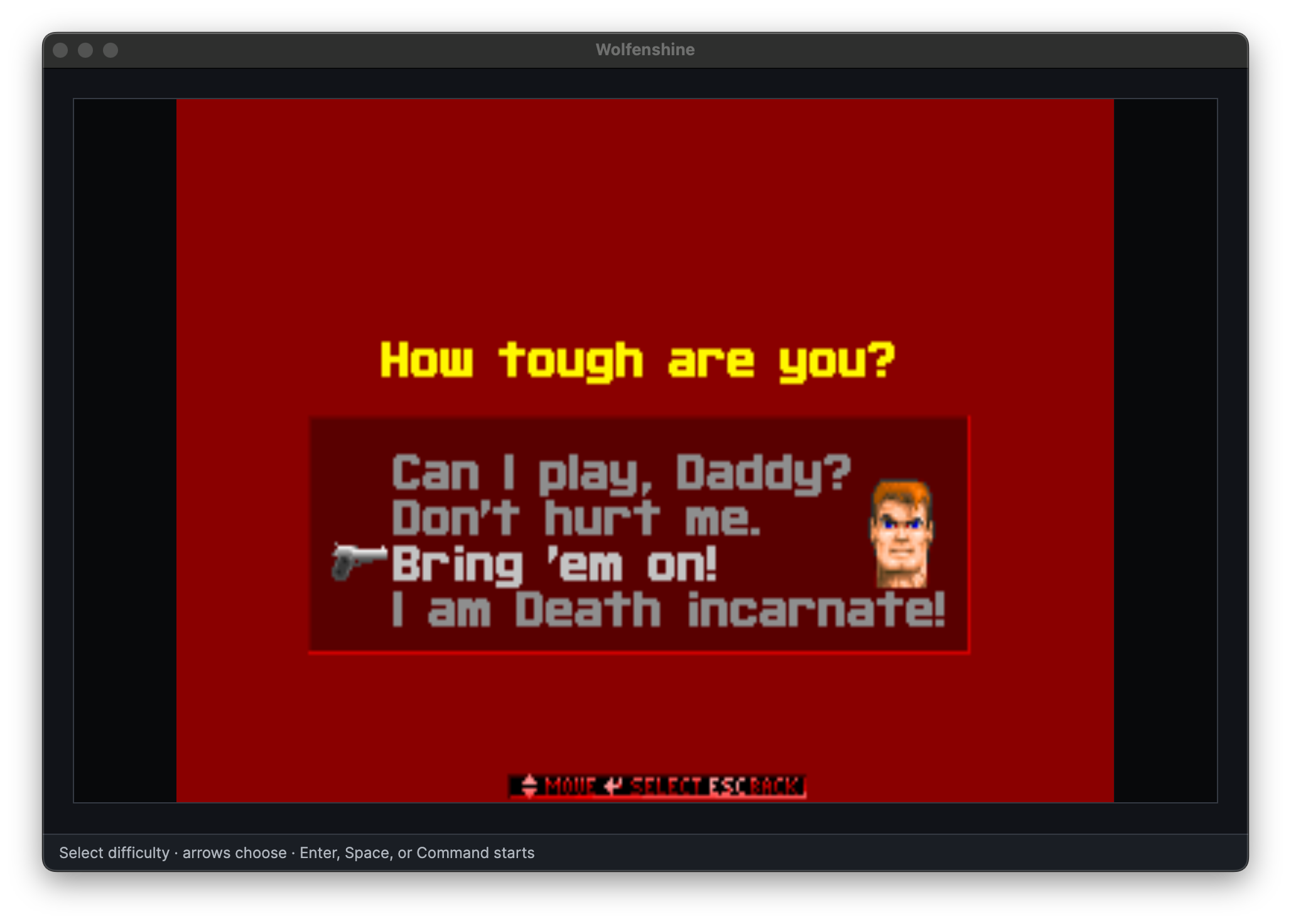 Difficulty selection