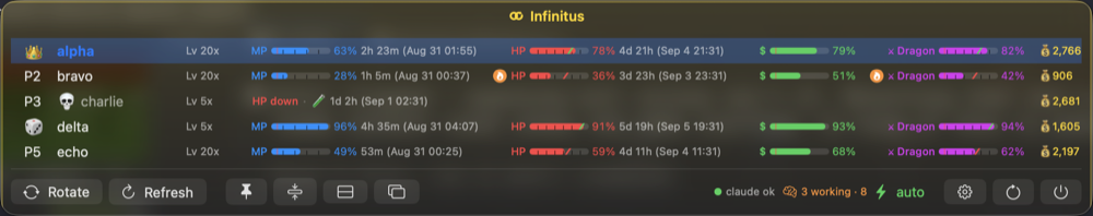 RPG — HP/MP gauges + gold