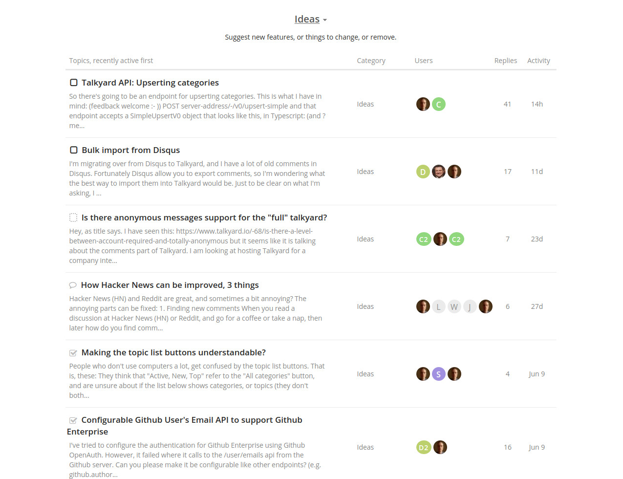 Topics list Topics list