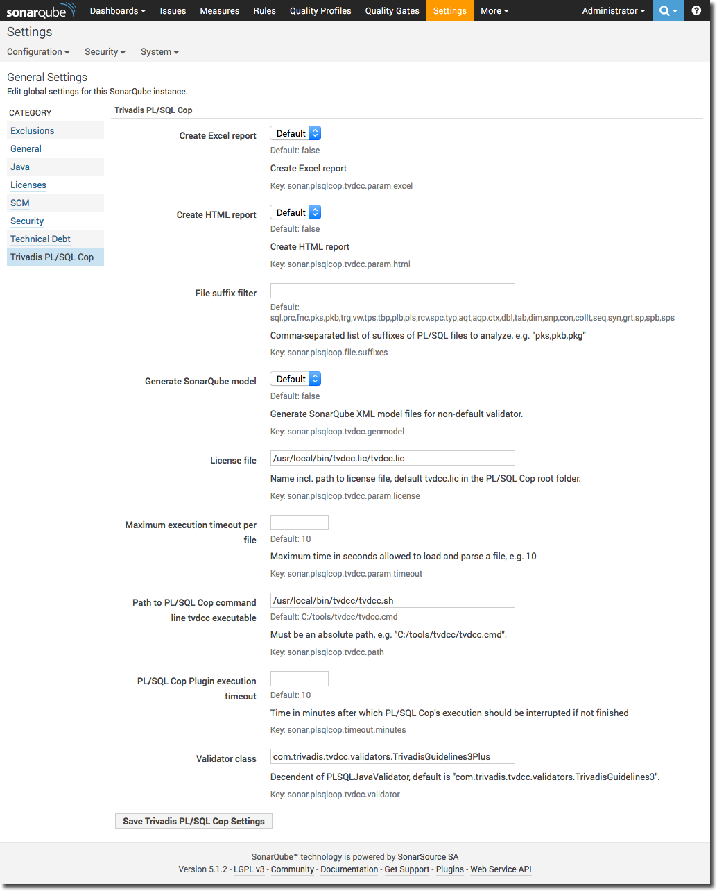 PL/SQL Cop configuration in SonarQube