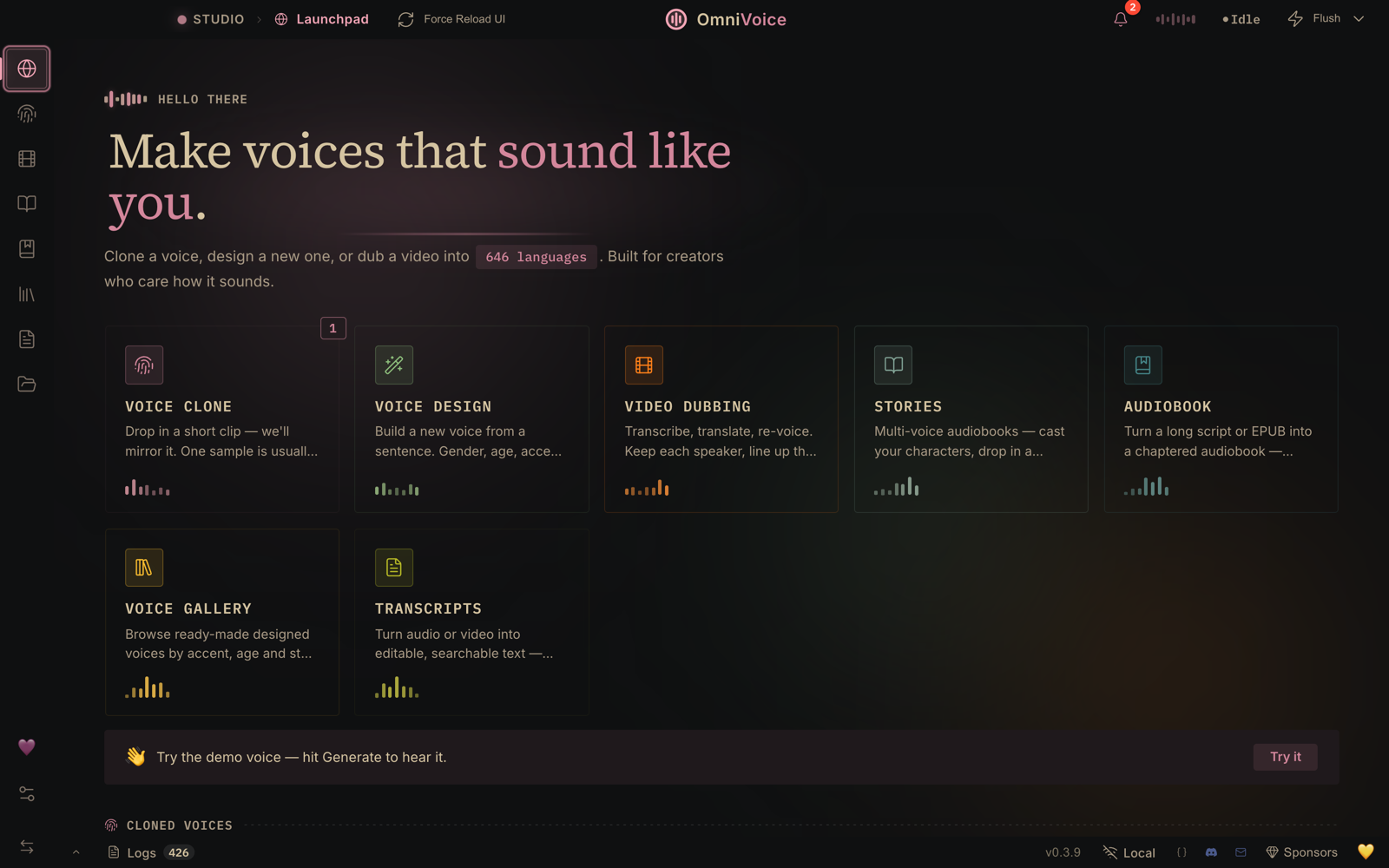 OmniVoice Studio — Launchpad