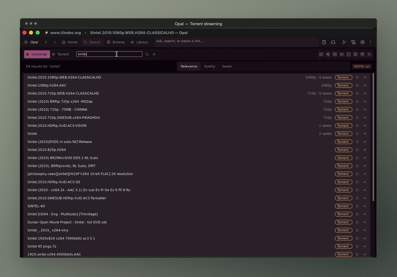 Opal recording: start a Sintel torrent and watch it while it downloads.