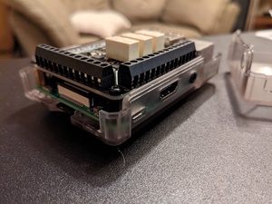 Installed Pi after shaving bottom plastic