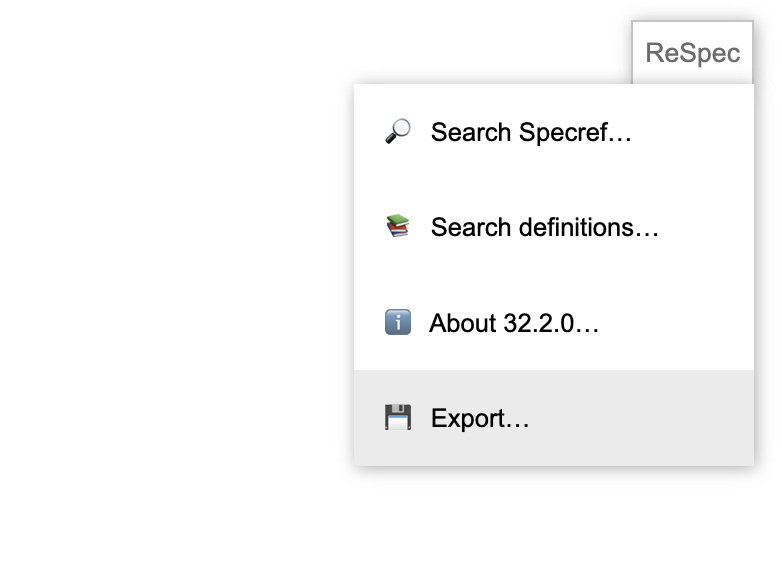 export static html report via respec menu
