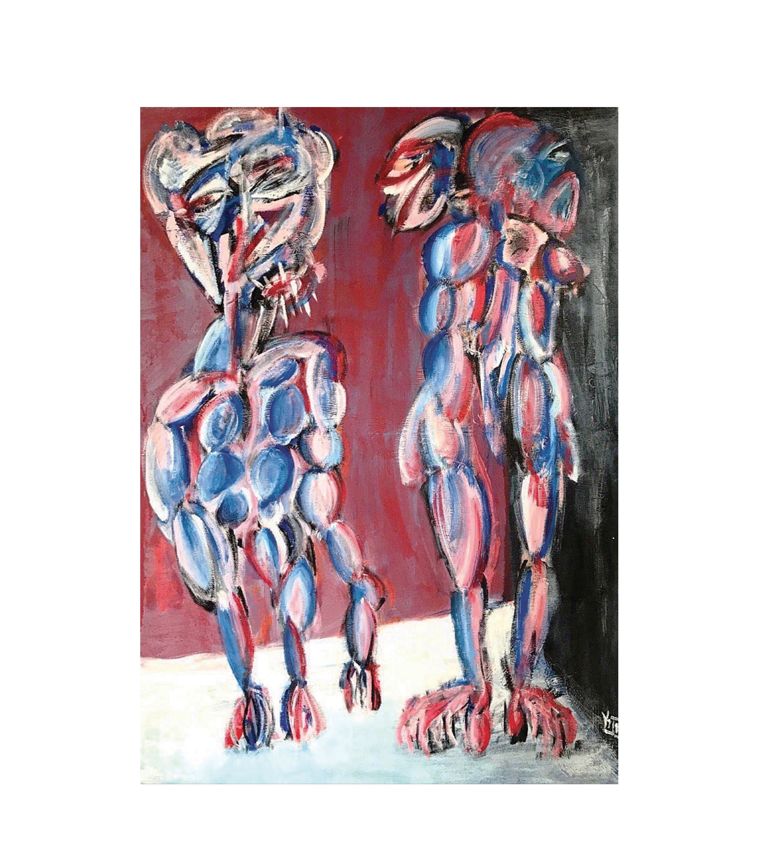ciao capo, sono squalo — acrylic on 65x90 canvas, 2020, painting by Yiğit Özen