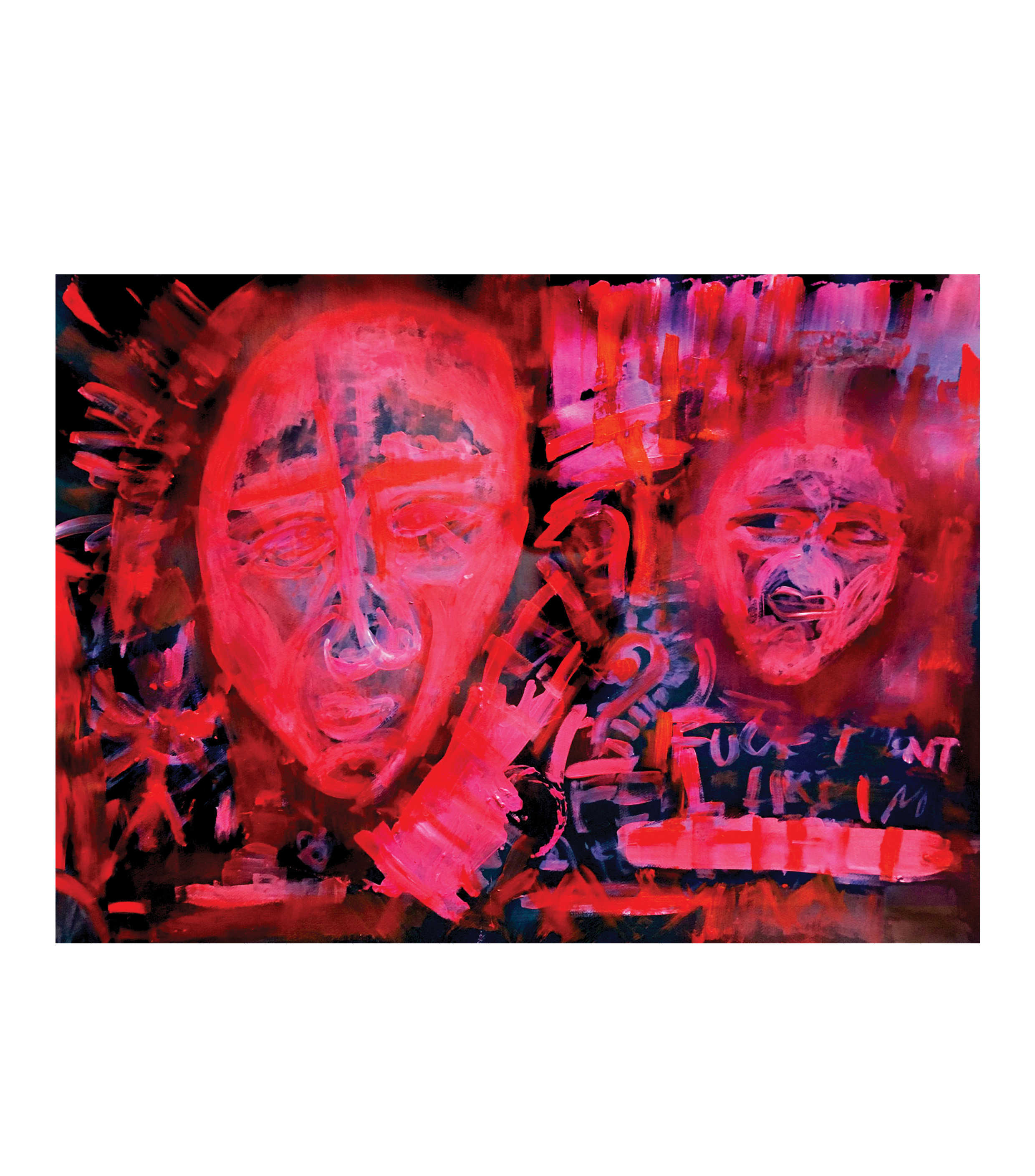 burningman fast — acrylic on 70x100 black paper, 2019, painting by Yiğit Özen