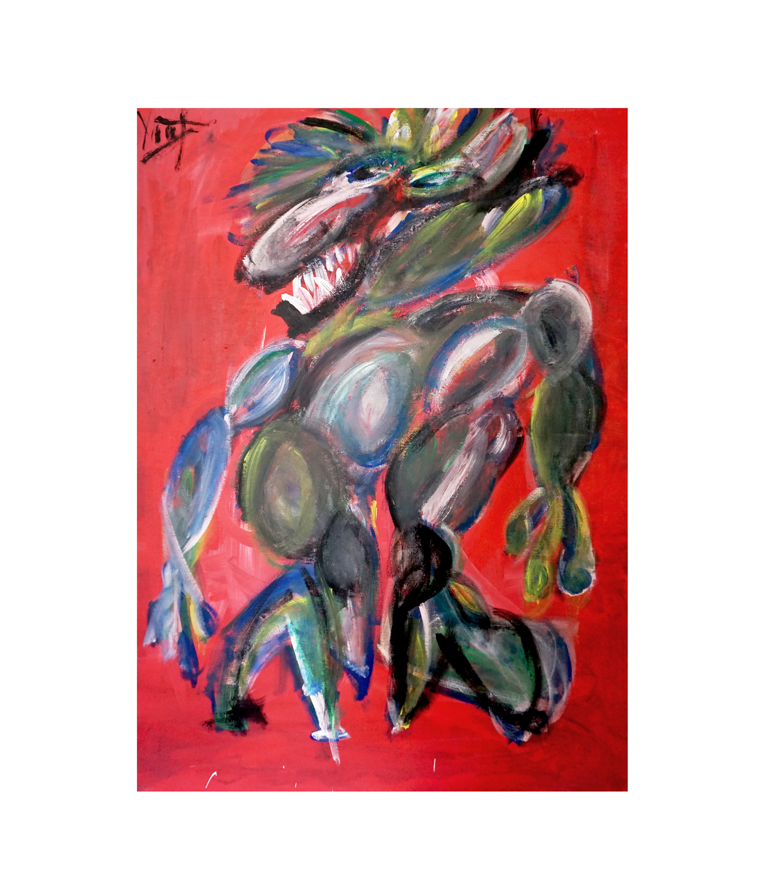 cute but unemployed cartoon figure — acrylic on 65x90 canvas, 2020, painting by Yiğit Özen