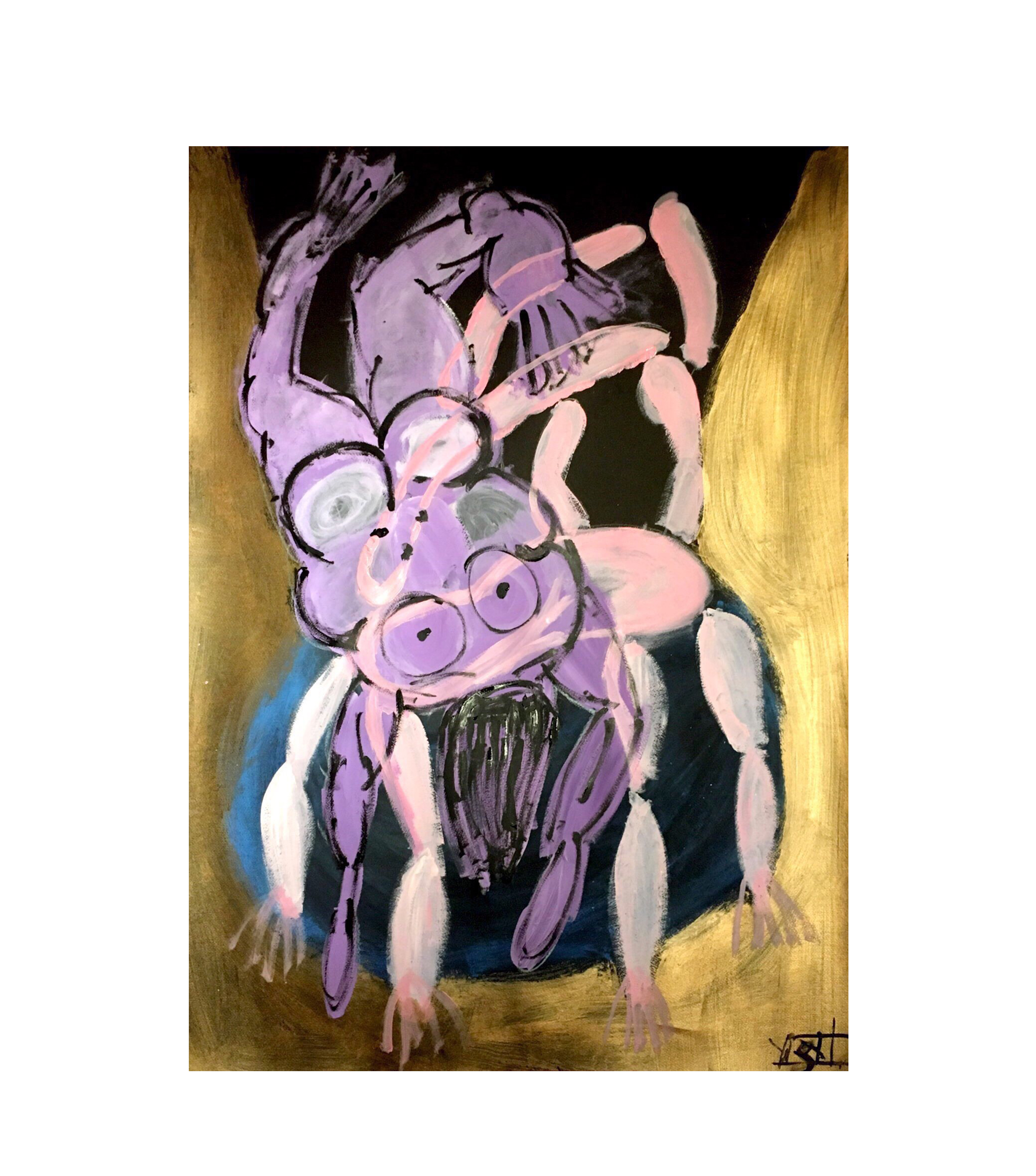 amor cathedra — acrylic on 70x100 black paper, 2019, painting by Yiğit Özen