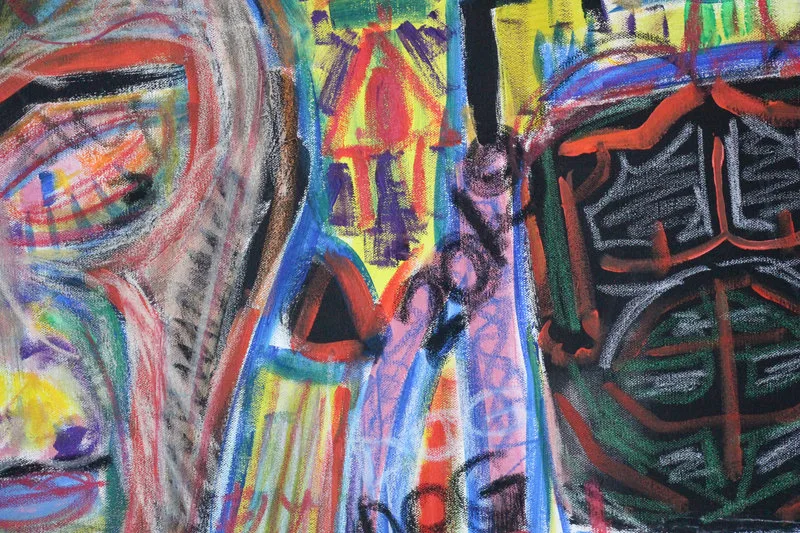 Detail 1 of How to materialize your loneliness by using an animal in somewhere concrete or technologic, a painting by Yiğit Özen