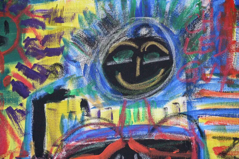 Detail 2 of How to materialize your loneliness by using an animal in somewhere concrete or technologic, a painting by Yiğit Özen