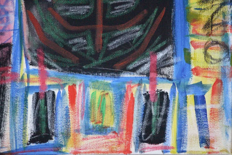 Detail 4 of How to materialize your loneliness by using an animal in somewhere concrete or technologic, a painting by Yiğit Özen