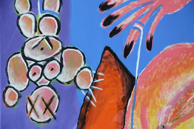 Detail 1 of victim psycho-logique II : the peachy pharaoh connects with the chair, a painting by Yiğit Özen