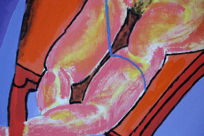 Detail 2 of victim psycho-logique II : the peachy pharaoh connects with the chair, a painting by Yiğit Özen