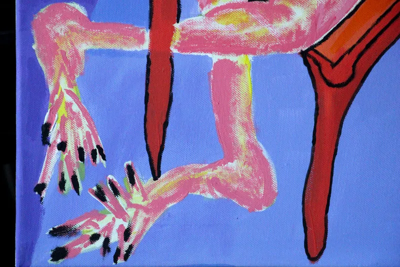 Detail 3 of victim psycho-logique II : the peachy pharaoh connects with the chair, a painting by Yiğit Özen