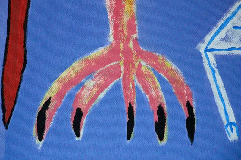 Detail 6 of victim psycho-logique II : the peachy pharaoh connects with the chair, a painting by Yiğit Özen