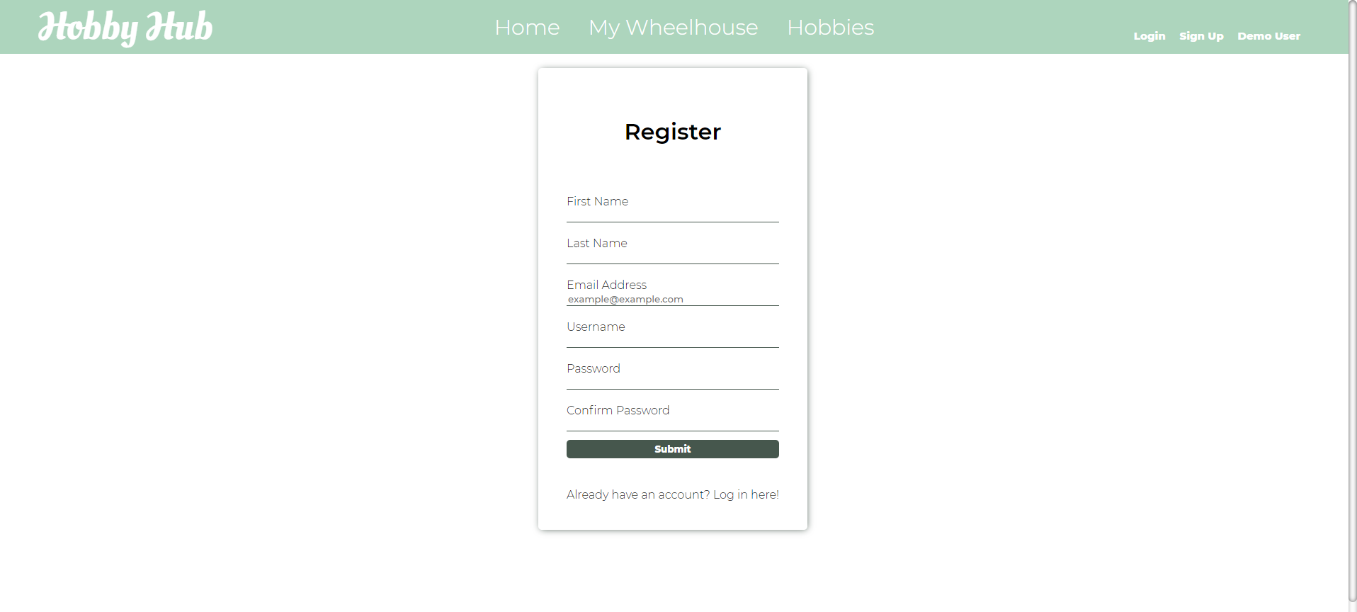 User Registration Page