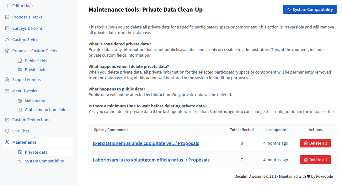 Private data