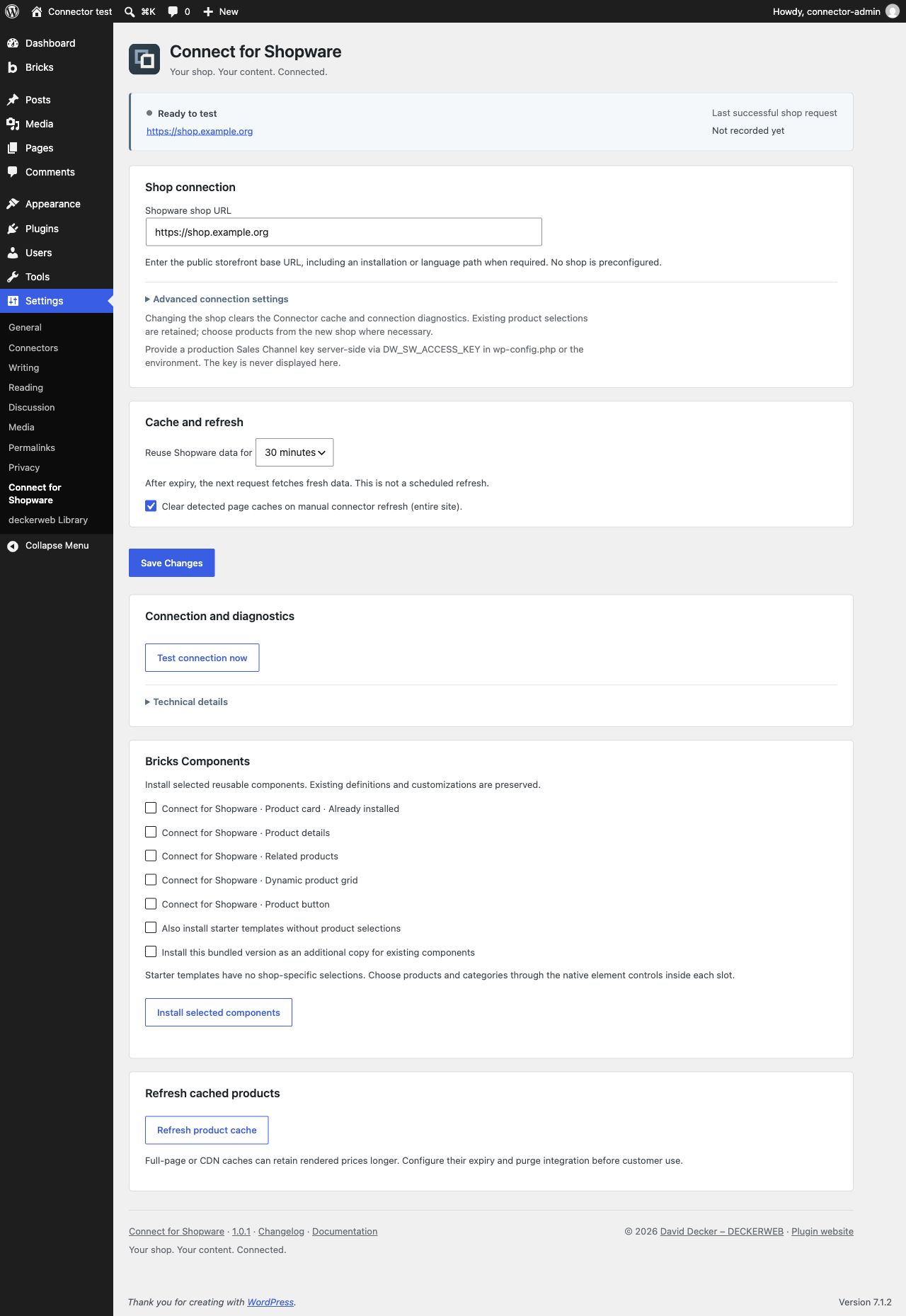 Connection, cache and diagnostics