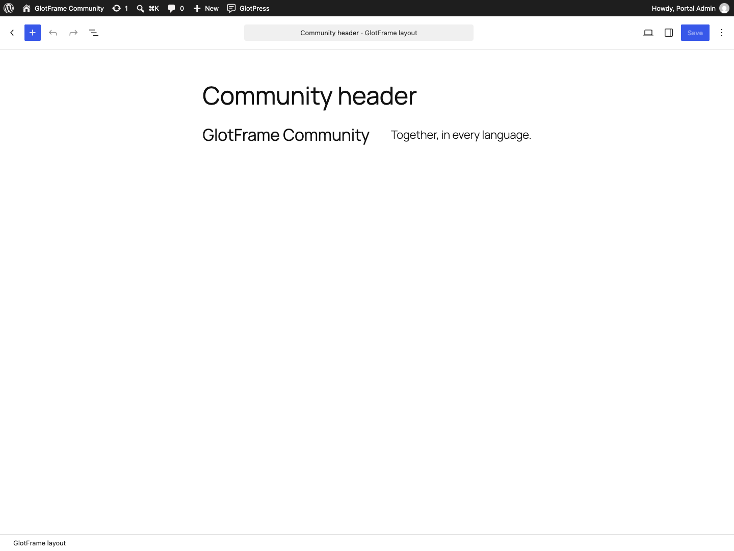 GlotFrame — block editor (EN)