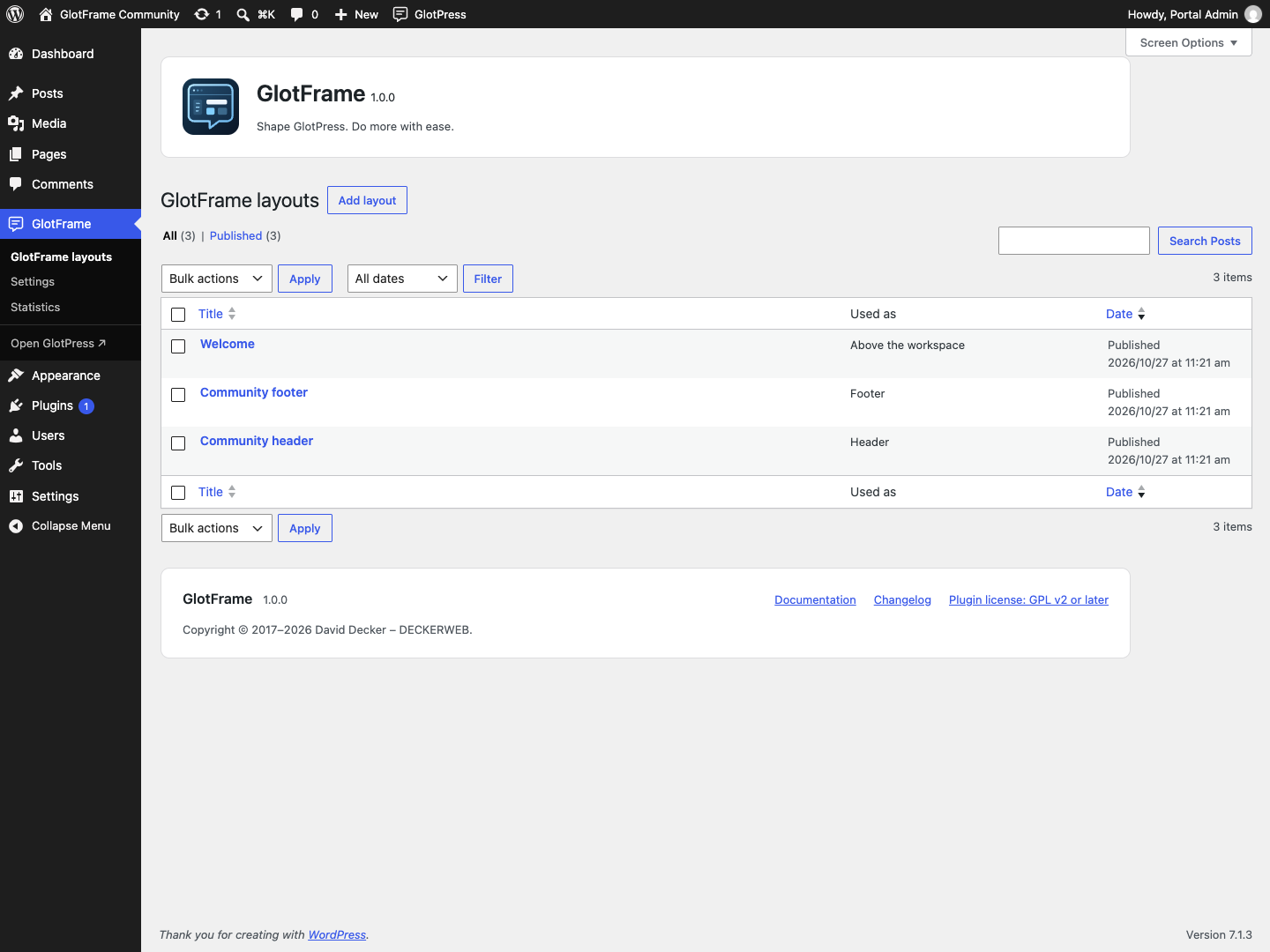 GlotFrame — layouts (EN)