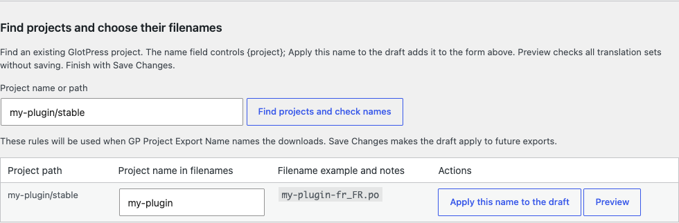 Choose the project name, if needed