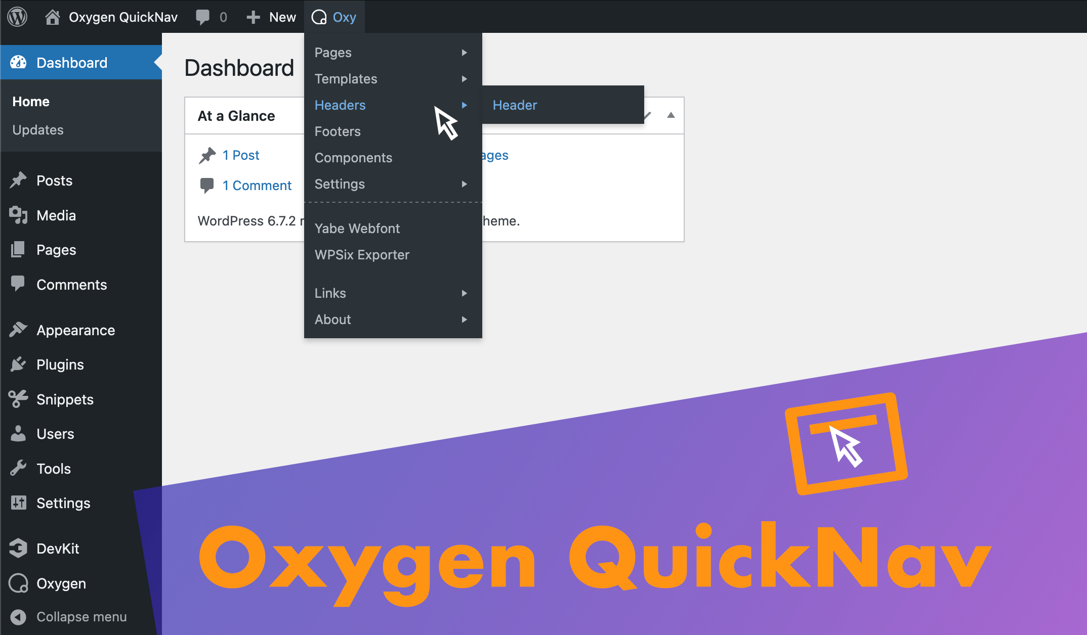 Oxygen QuickNav plugin in action