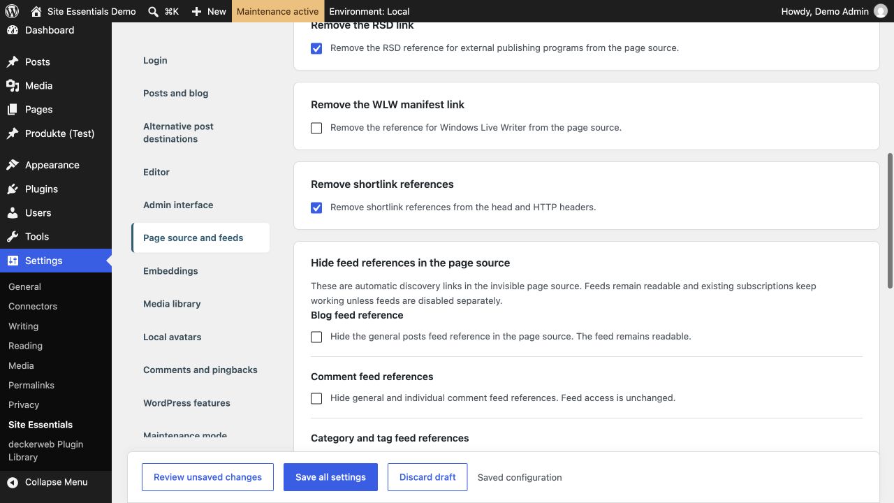 Separate feed discovery controls