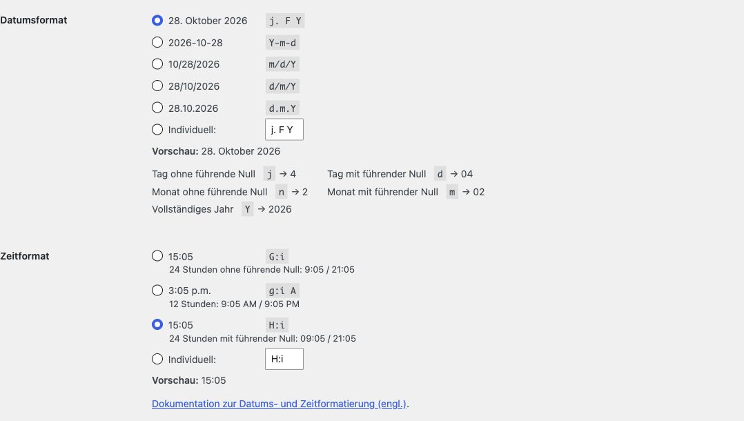 Gruppierte Beispiele unter den nativen Datums- und Zeitformaten