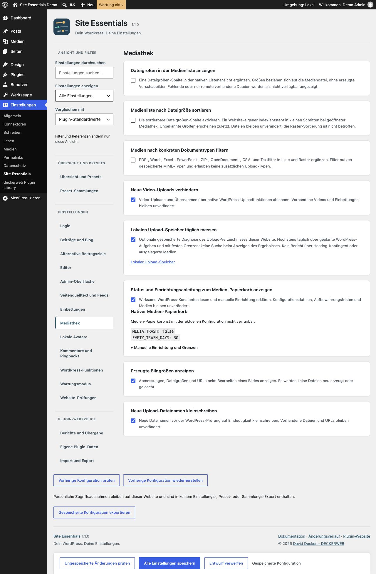 Mediathek: Optionen und Anleitung gemeinsam