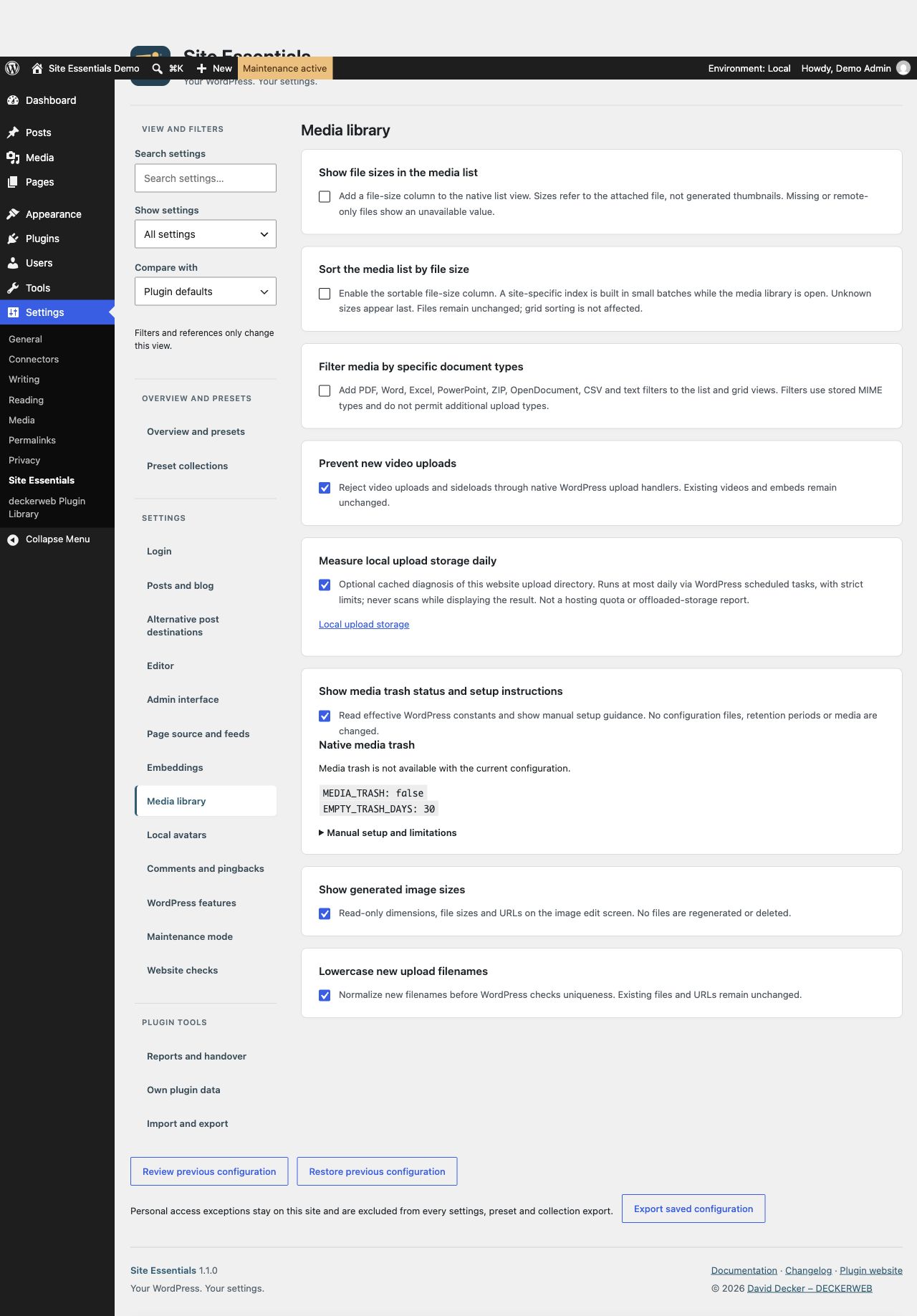 Media settings with integrated guidance