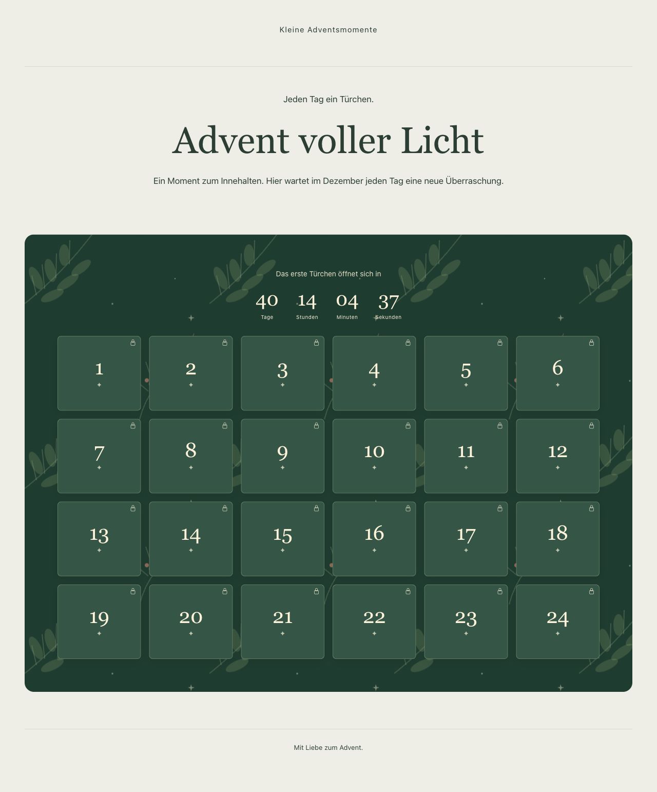Die eigene Adventswebsite