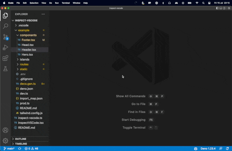 Demo gif showing inspect to vscode
