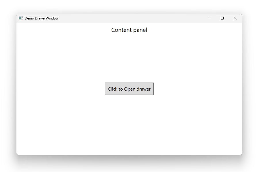 WPF demo app showing a DrawerWindow Closed