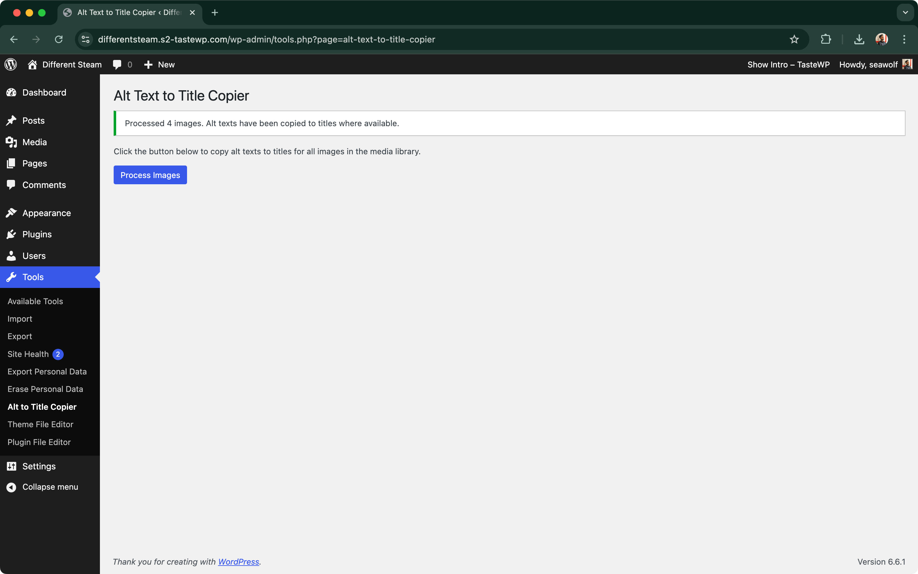 Screenshot - Processing All Images using ALT2Title