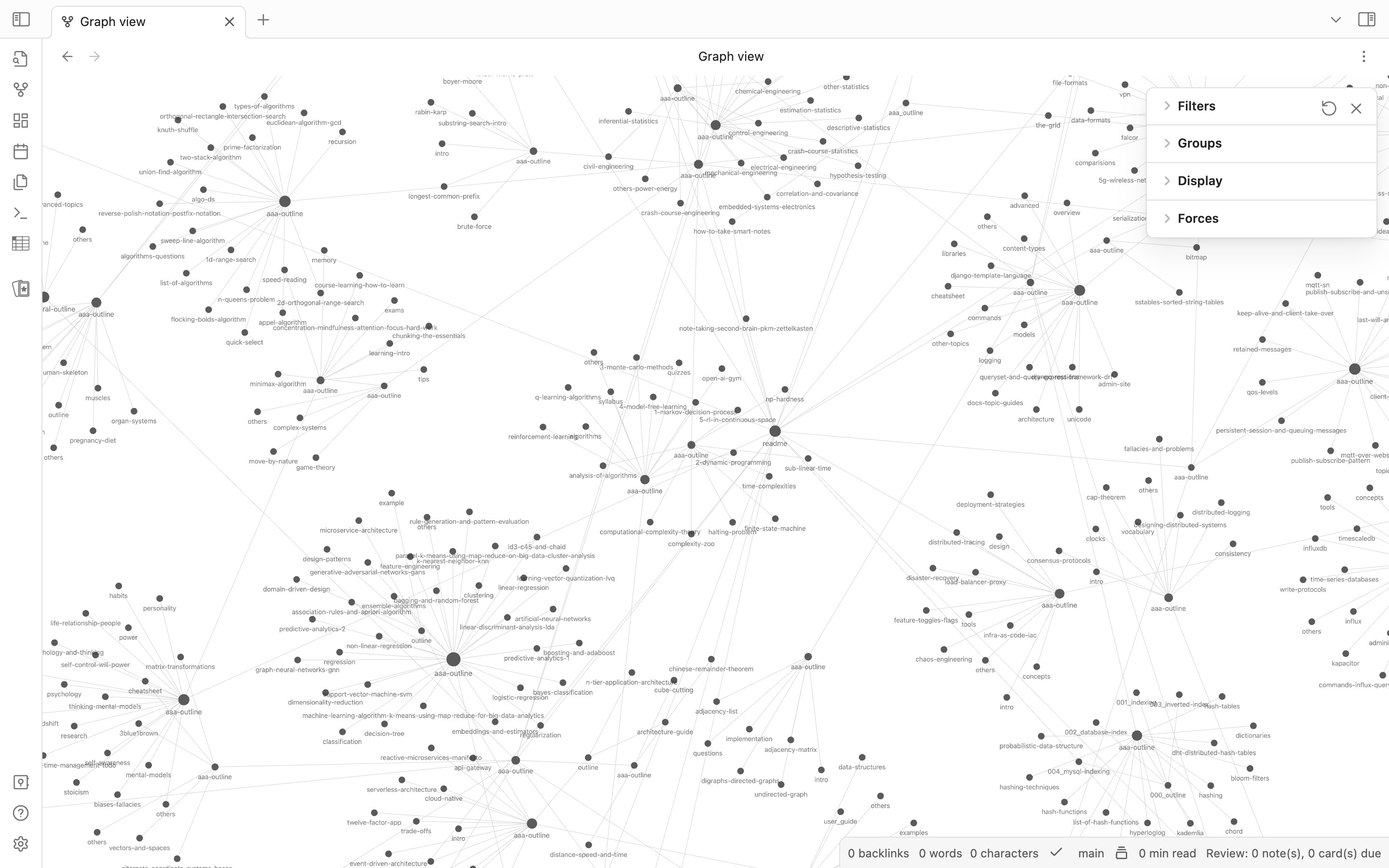 All Notes Visualized Zoomed in an Obsidian Graph