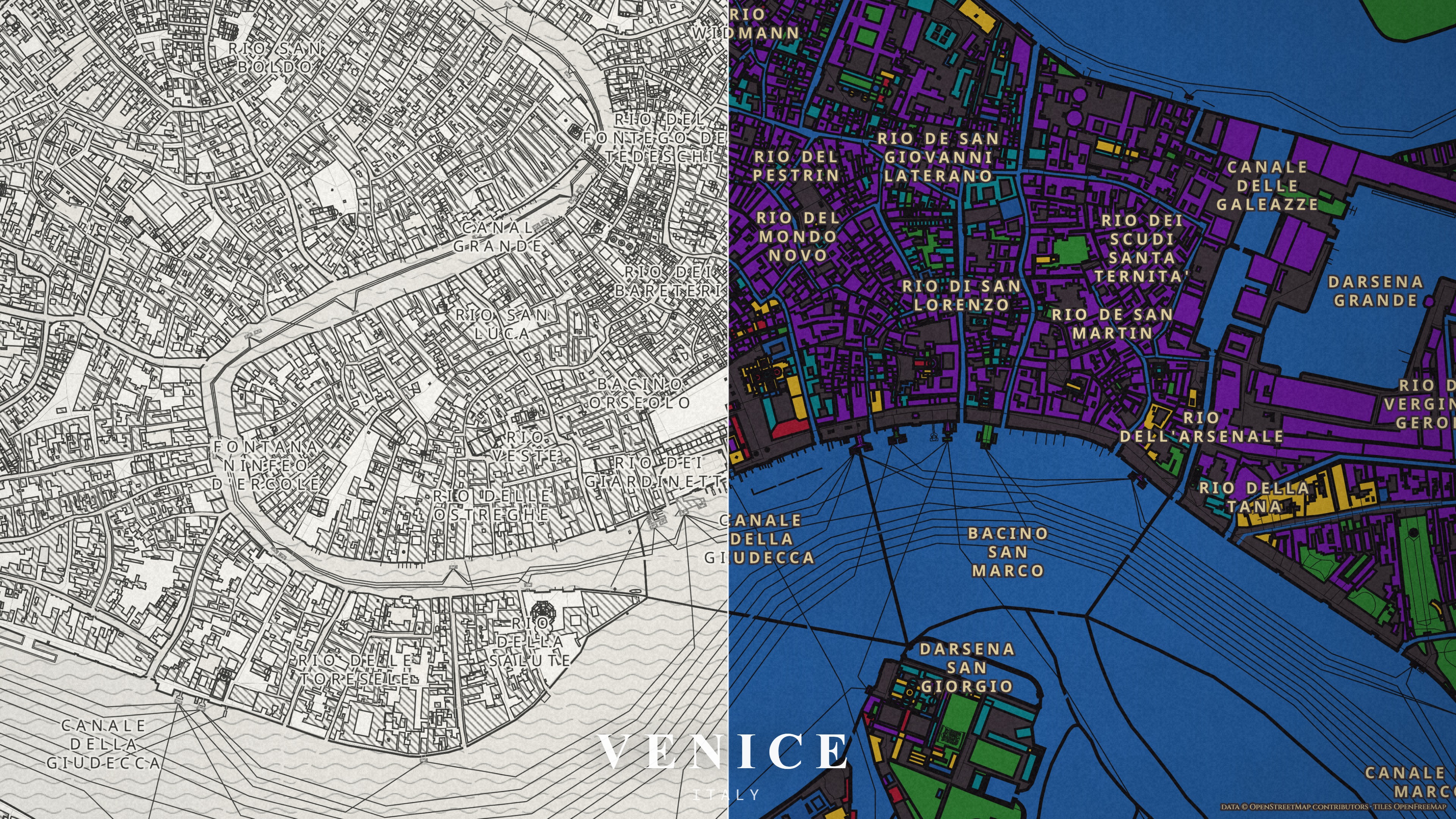 Venice, half in the Pencil style and half in Stained Glass
