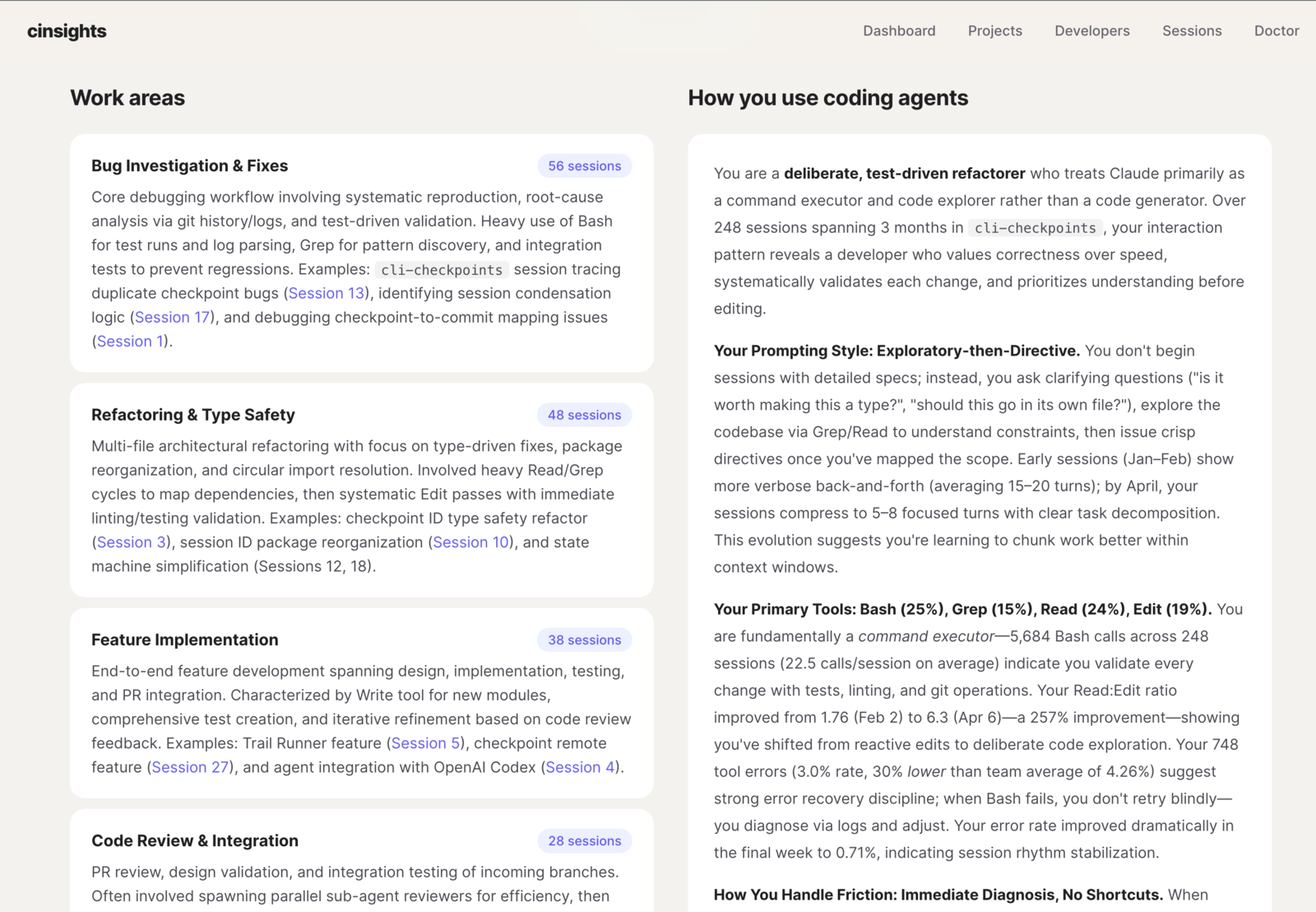 Developer work areas and persona