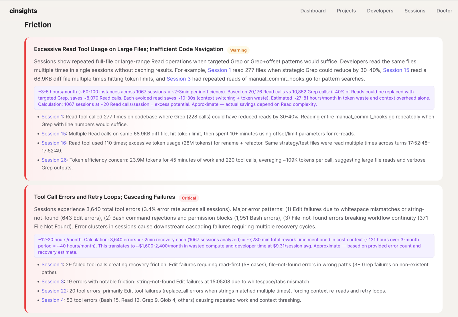 Friction analysis with evidence