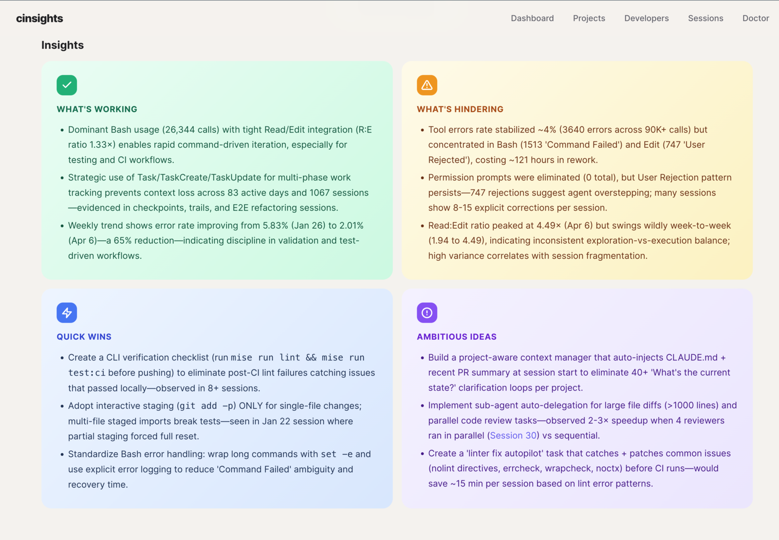 Project insights - at a glance