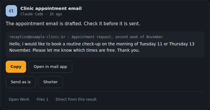 A clinic appointment email draft