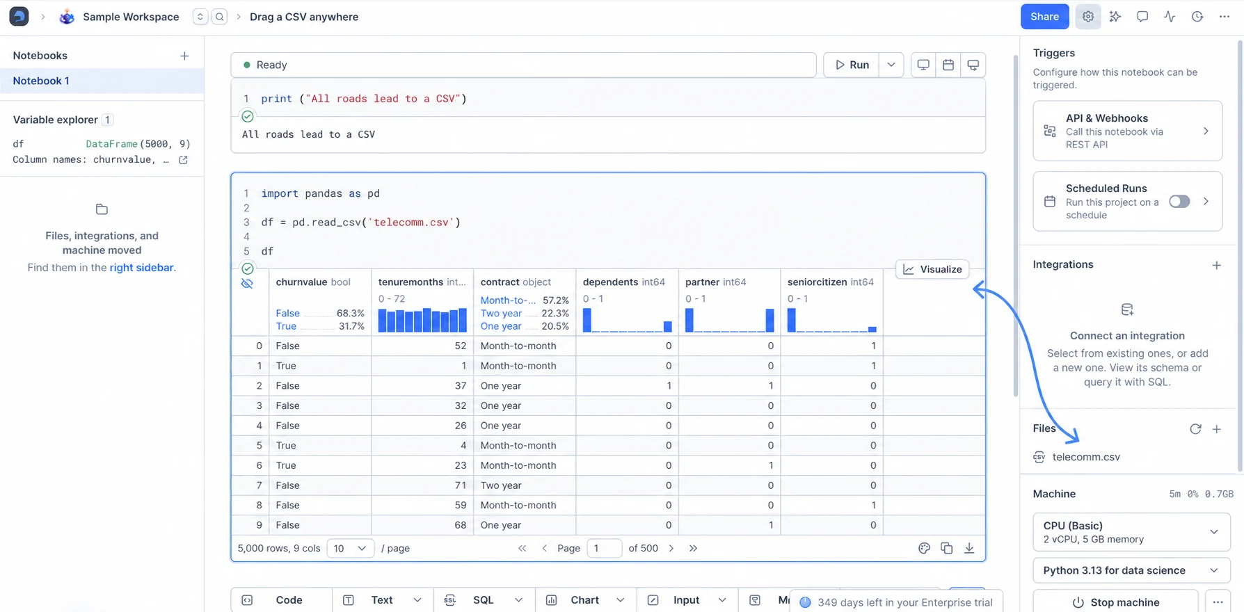Pandas loading an uploaded CSV into a DataFrame