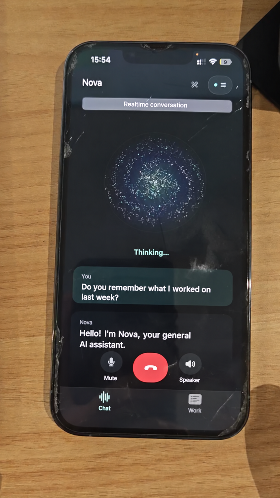 Original phone demo of a conversation about recent work and a weekly report