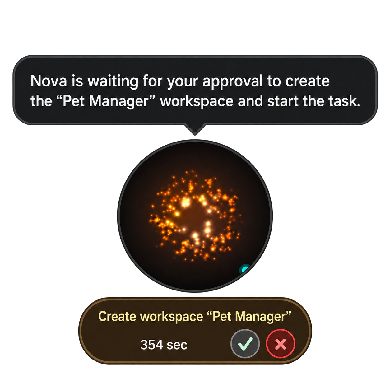 Nova waits for approval to create a workspace